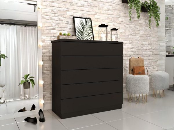 Cômoda Premium 5 Gavetas Larg. 0,86m - Preto
