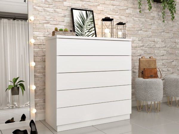 Cômoda Premium 5 Gavetas Larg. 0,86m - Branco