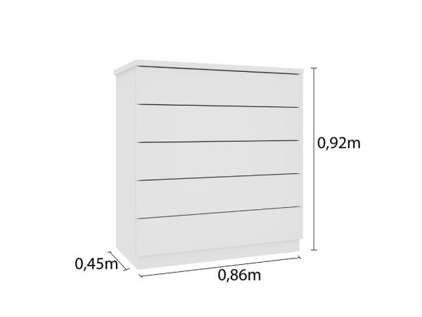 Alternative view of Cômoda Premium 5 Gavetas Larg. 0,86m - Branco