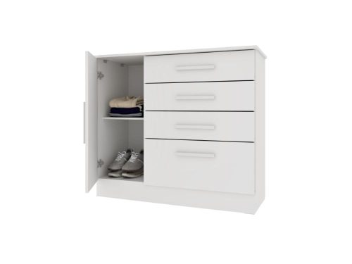 Alternative view of Cômoda Sapateira Chicago Larg. 1.04m 4 Gavetas 1 Porta Tcil – Branco