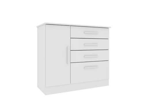 Cômoda Sapateira Chicago Larg. 1.04m 4 Gavetas 1 Porta Tcil – Branco - Imagem 3